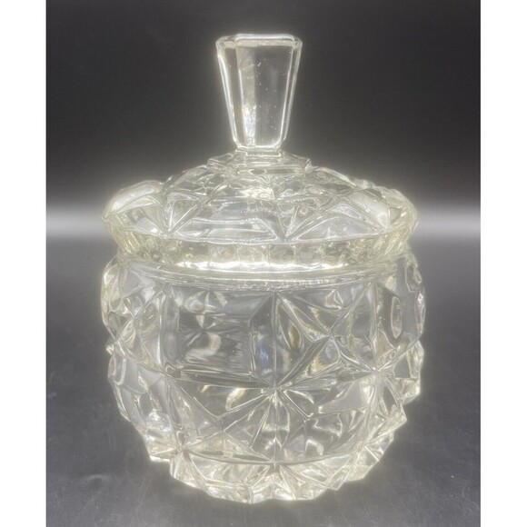 VTG Czech Clear Glass/Crystal Candy Dish W/ Lid 7” - Picture 1 of 7
